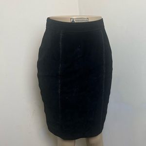 Black Suede/Leather Midi Skirt By Global Identity SZ 5/6